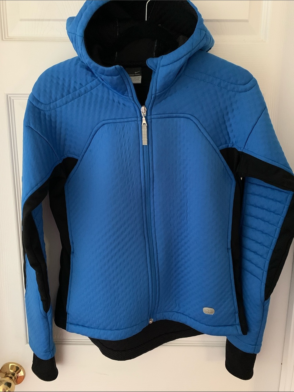 Nike Blue and Black Quilted Hooded Puffer Jacket